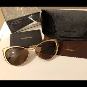 Tom Ford Nastasya Gold Cat-Eye Sunglasses